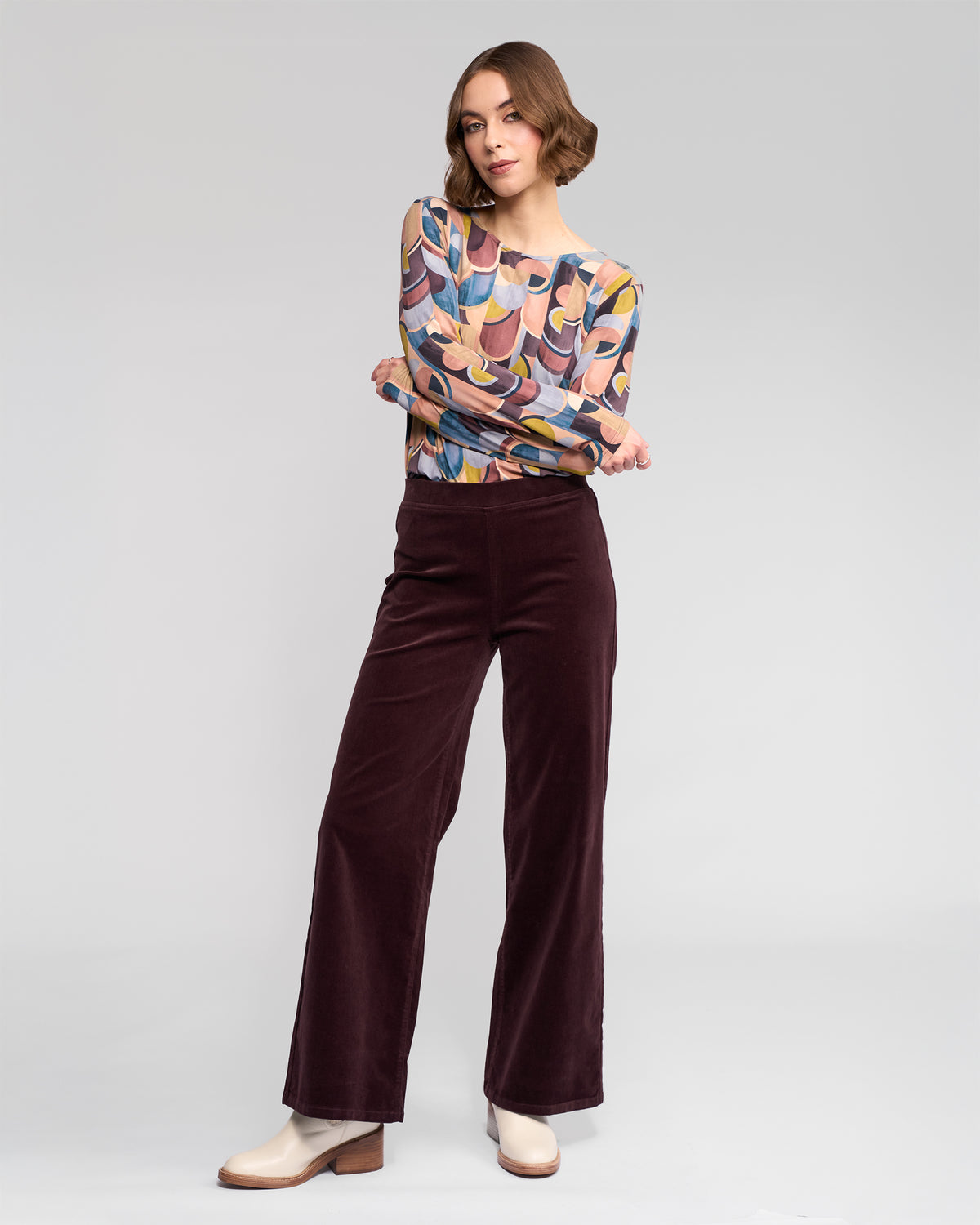 Vassalli -  Loft Cord Pull On Pant - Merlot - 235M