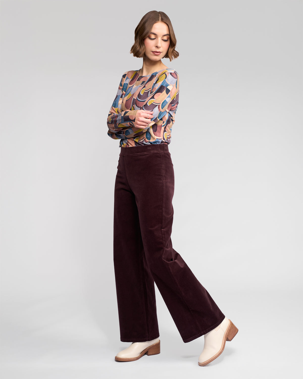 Vassalli -  Loft Cord Pull On Pant - Merlot - 235M