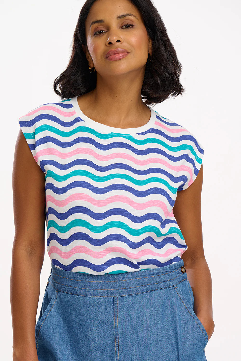 Sugarhill - Chrissy Relaxed Tank T-Shirt - Multi, Soft Beach Waves