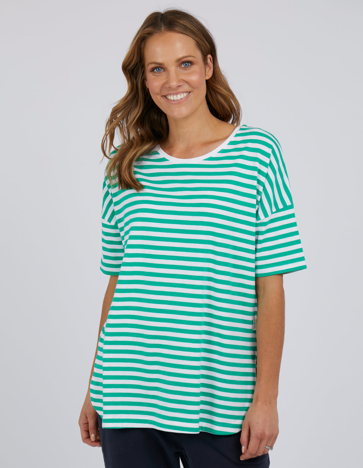 Elm - Lauren Stripe SHORT Sleeve Tee - Bright Green