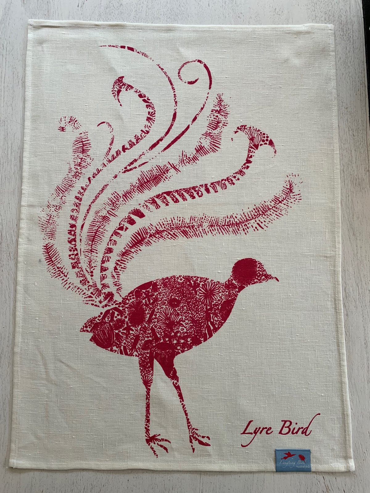 Laughing Bird - Linen Tea Towel - Lyrebird Botanical