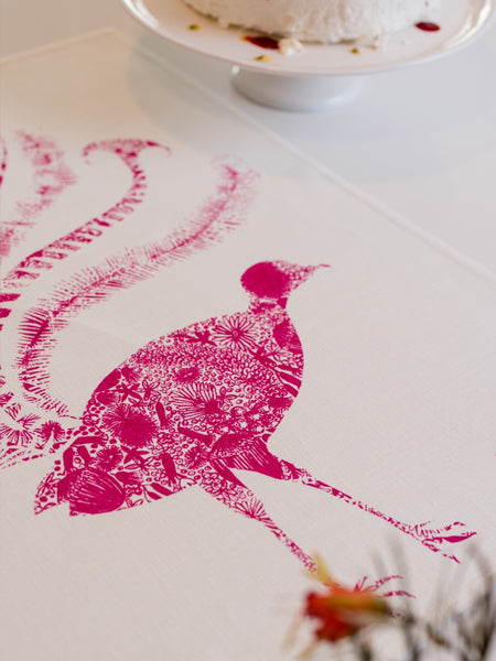 Laughing Bird - Linen Tea Towel - Lyrebird Botanical