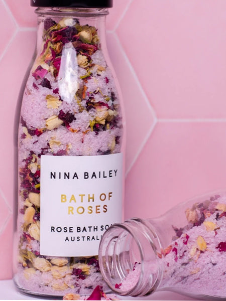 Nina Bailey -  Botanical Magnesium Bath Soak Bottle - Bath of Roses