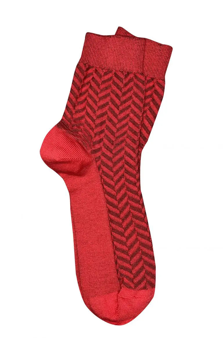 Tightology – Herringbone Short Socks - Red
